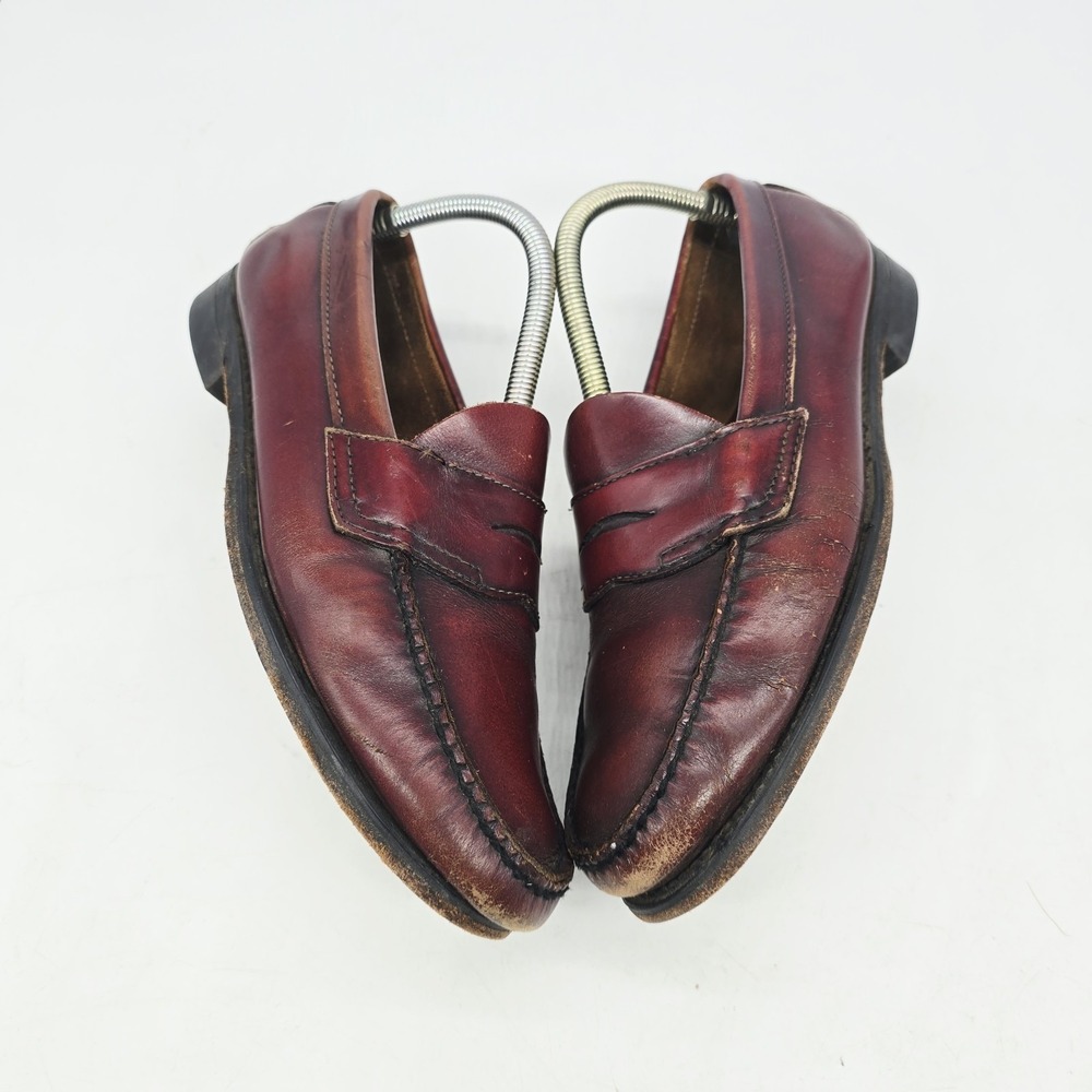 Gh Bass Penny Loafers Mens 9 D Red Burgundy Weejuns Leather Dress Shoes View 3